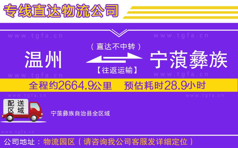 溫州到寧蒗彝族自治縣物流公司