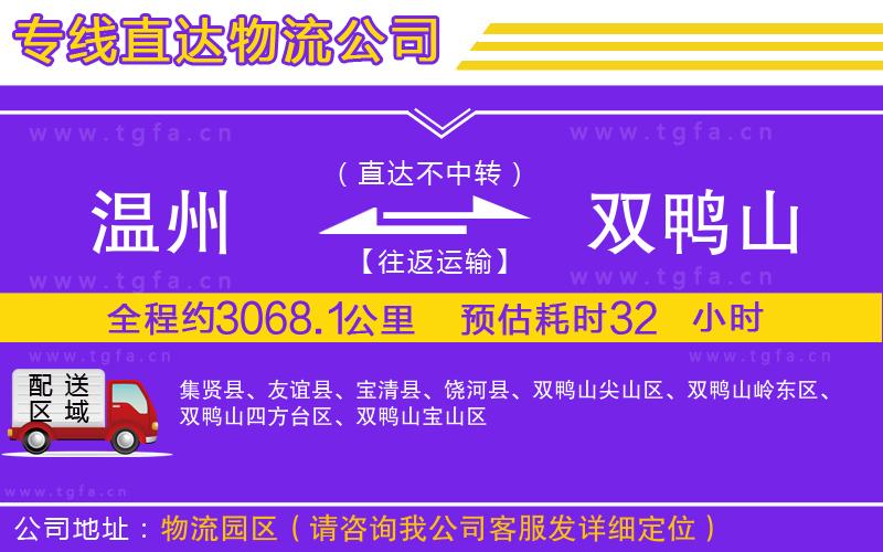 溫州到雙鴨山物流公司