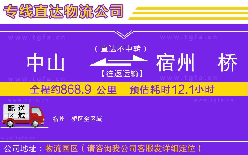 中山到宿州埇橋區(qū)物流公司