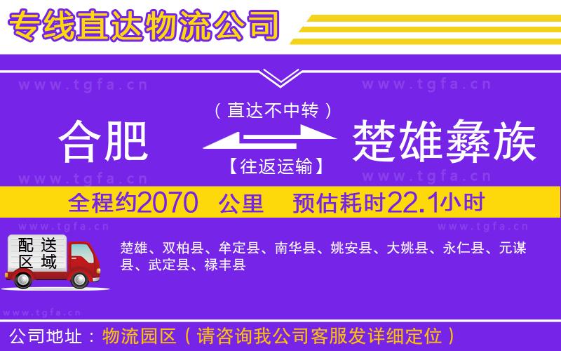 合肥到楚雄彝族自治州物流公司