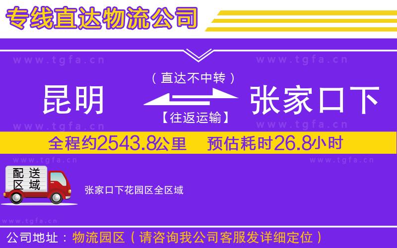 昆明到張家口下花園區(qū)物流專線