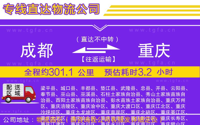 成都到重慶物流專線
